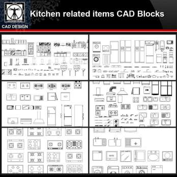 ★【Kitchen related items Autocad Blocks Collections】All kinds of Kitchen CAD Blocks