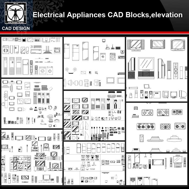 ★【Electrical Appliances Autocad Blocks Collections】All kinds of Electrical Appliances CAD Blocks