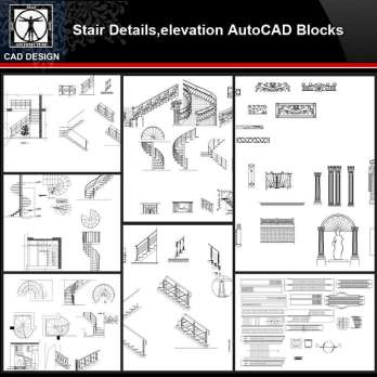 ★【Stair Autocad Blocks,details Collections】All kinds of Stair Design CAD Drawings