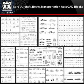 ★【Cars,Aircraft,Boats,Transportation Autocad Blocks Collections】All kinds of Transportation CAD Blocks