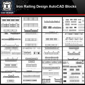 ★【Iron Railing Design Autocad Blocks Collections】All kinds of Forged iron gate CAD Blocks
