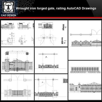 ★【Wrought iron,forged gate,railing Autocad Drawings】All kinds of Wrought iron CAD Drawings
