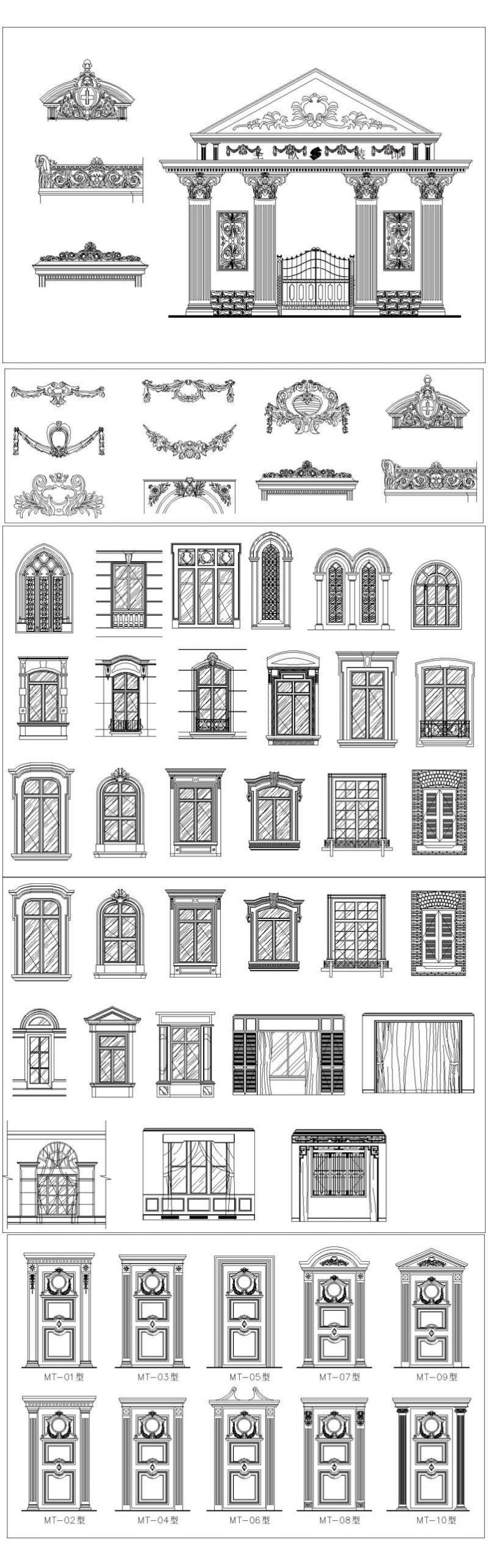 ★【Architectural Classical Element Autocad Blocks V.1】All kinds of architecture decorations CAD blocks Bundle - Image 3
