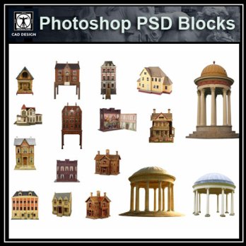★【 PSD Landscape Blocks-All Gazebo , cloister , pavilion PSD Blocks Download V5】