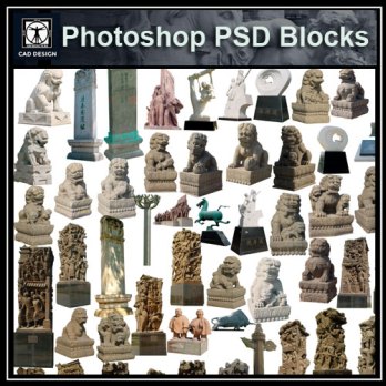 ★【 PSD Landscape Blocks-All Decorations, sculptures, furnishings PSD Blocks Download V5】