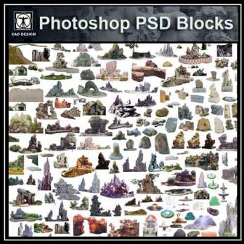 ★【 PSD Landscape Blocks-All Stone landscaping PSD Blocks Download V4】