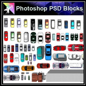 ★【PSD Landscape layout design Blocks 】 2D Transportation,Car PSD Landscape Blocks