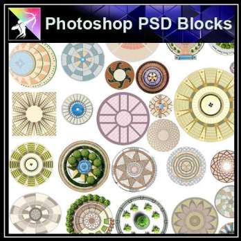 ★【PSD Landscape layout design Blocks 】Paving, round plaza PSD Landscape Blocks