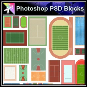 ★【PSD Landscape layout design Blocks 】Playground, gymnasium, basketball court PSD Landscape Blocks