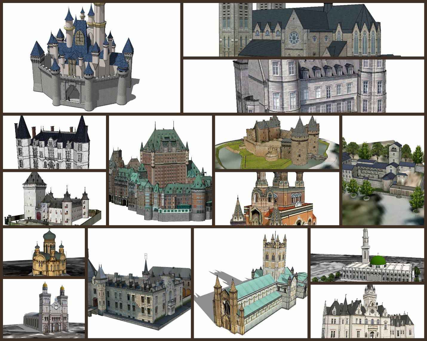 đăSketchup Architecture 3D Projectsă15 Types of Castle Design Sketchup 3D Models V2