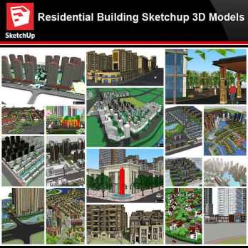 💎【Sketchup Architecture 3D Projects】20 Types of Residential Building Design Sketchup 3D Models V6