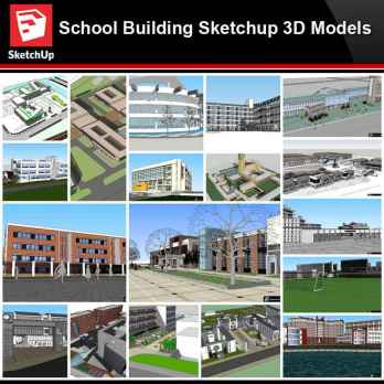 💎【Sketchup Architecture 3D Projects】20 Types of School Design Sketchup 3D Models V8
