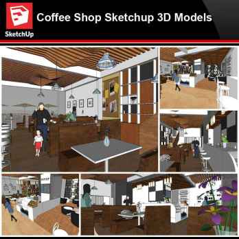 💎【Sketchup Architecture 3D Projects】Coffee Shop Sketchup 3D Models