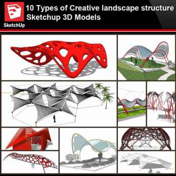 💎【Sketchup Architecture 3D Projects】10 Types of Creative landscape  structure Sketchup 3D Models V1