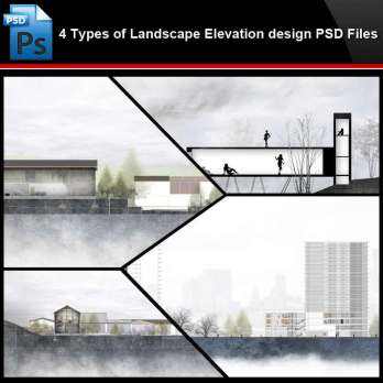 ★Photoshop PSD Files-4 Types of Landscape Elevation design PSD Files(Total 1.74GB💎)