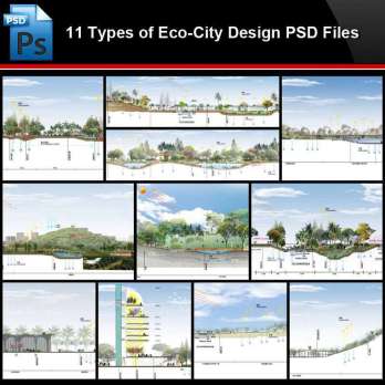 ★Photoshop PSD Files-11 Types of Eco-City Design PSD Files(Total 2.67GB💎)