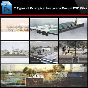 ★Photoshop PSD Files-7 Types of Ecological landscape Design PSD Files (Total 1.77GB💎)