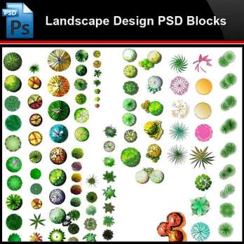 ★Photoshop PSD Blocks-Landscape 2D Tree Design PSD Blocks
