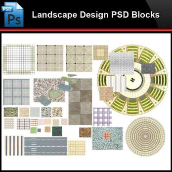 ★Photoshop PSD Blocks-Landscape 2D Paving Design PSD Blocks