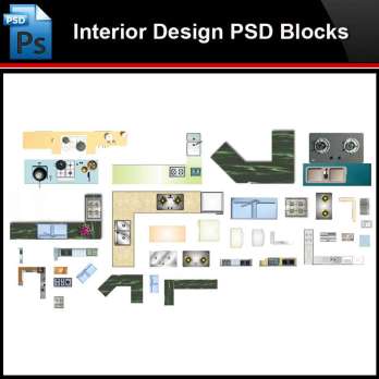 ★Photoshop PSD Blocks-Interior Design -Kitchen facilities PSD Blocks