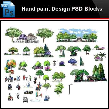 ★Photoshop PSD Blocks-Landscape Hand painted PSD Blocks V16