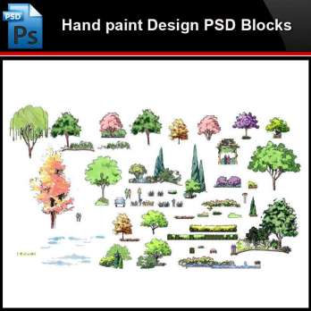 ★Photoshop PSD Blocks-Landscape Hand painted PSD Blocks V20
