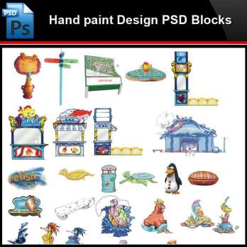 ★Photoshop PSD Blocks-Landscape Hand painted PSD Blocks V24