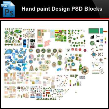 ★Photoshop PSD Blocks-Landscape Hand painted PSD Blocks V27