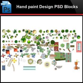 ★Photoshop PSD Blocks-Landscape Hand painted PSD Blocks V34