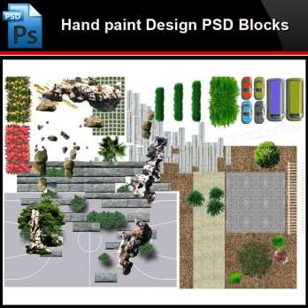 ★Photoshop PSD Blocks-Landscape Hand painted PSD Blocks V35