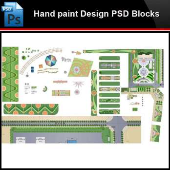 ★Photoshop PSD Blocks-Landscape Hand painted PSD Blocks V37