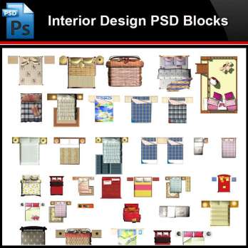 ★Photoshop PSD Blocks-Interior Design Bed PSD Blocks V1