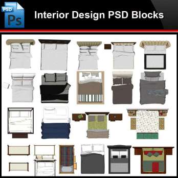 ★Photoshop PSD Blocks-Interior Design -Bed PSD Blocks V2