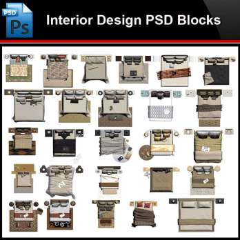 ★Photoshop PSD Blocks-Interior Design Bed PSD Blocks