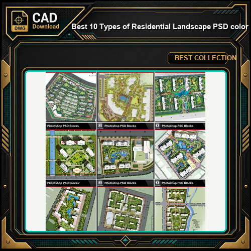 ★Best 10 Types of Residential Landscape PSD color plans Bundle (Total 1.24GB PSD Files -Best Recommanded!!💎💎)