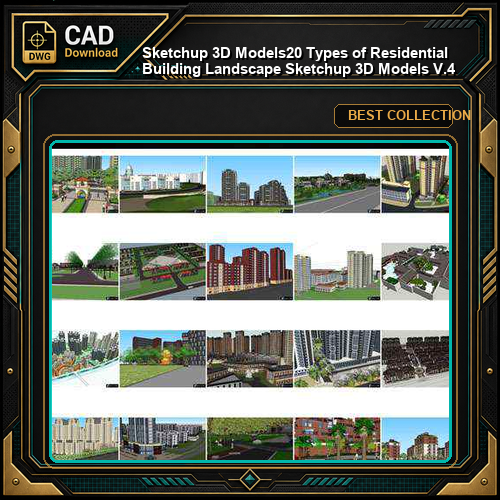 ★【Sketchup 3D Models】20 Types of Residential Building Landscape Sketchup 3D Models  V.4
