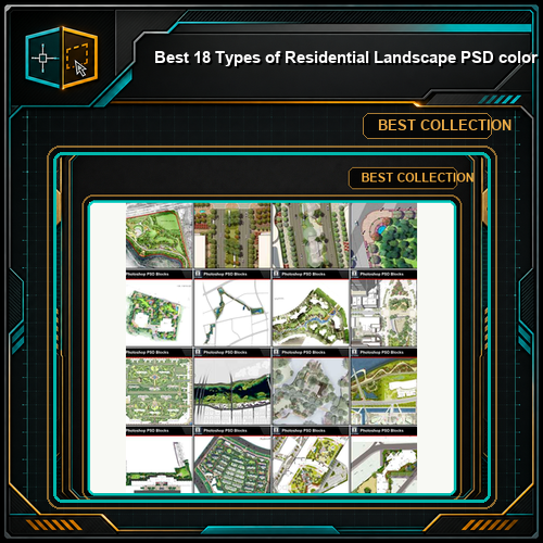 ★Best 18 Types of Residential Landscape PSD color plans Bundle (Total 2.25GB PSD Files -Recommanded!!💎💎)
