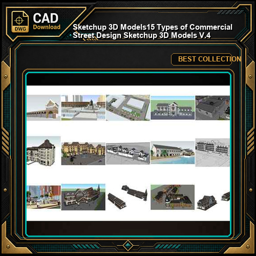 ★【Sketchup 3D Models】15 Types of Commercial Street Design Sketchup 3D Models V.4