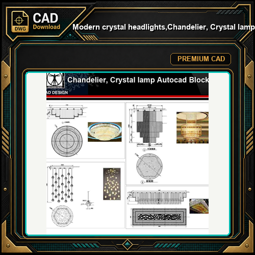 ★【 Modern crystal headlights,Chandelier, Crystal lamp Autocad Blocks】-All kinds of Autocad Blocks Collection