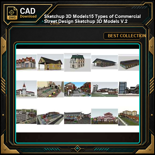★【Sketchup 3D Models】15 Types of Commercial Street Design Sketchup 3D Models V.2