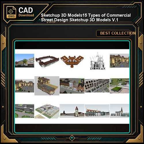 ★【Sketchup 3D Models】15 Types of Commercial Street Design Sketchup 3D Models V.1