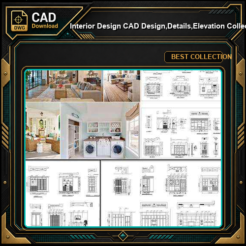 ★【Interior Design CAD Design,Details,Elevation Collection】Residential Building,Living room,Bedroom,Restroom,Decoration@Autocad Blocks,Drawings,CAD Details,Elevation