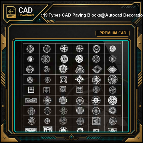 ★【119 Types CAD Paving Blocks】@Autocad Decoration Blocks,Drawings,CAD Details,Elevation