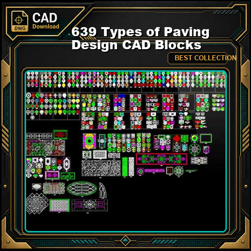 639 Types of Paving Design CAD Blocks