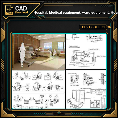 ★【Hospital, Medical equipment, ward equipment, Hospital beds,Hospital design,Treatment room CAD Design Drawings V.1】@Autocad Blocks,Drawings,CAD Details,Elevation