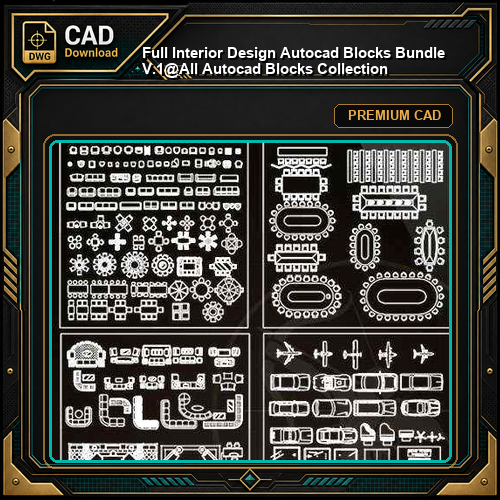 ★【 Full Interior Design Autocad Blocks Bundle V.1】@All Autocad Blocks Collection