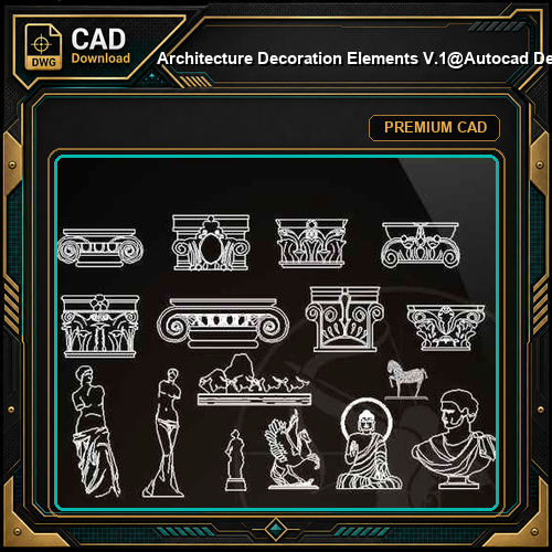 ★【 Architecture Decoration Elements V.1】@Autocad Decoration Blocks,Drawings,CAD Details,Elevation