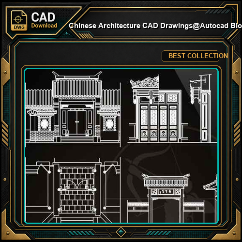 ★【Chinese Architecture CAD Drawings】@Autocad Blocks,Drawings,CAD Details,Elevation