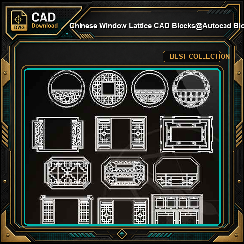 ★【Chinese Window Lattice CAD Blocks】@Autocad Blocks,Drawings,CAD Details,Elevation