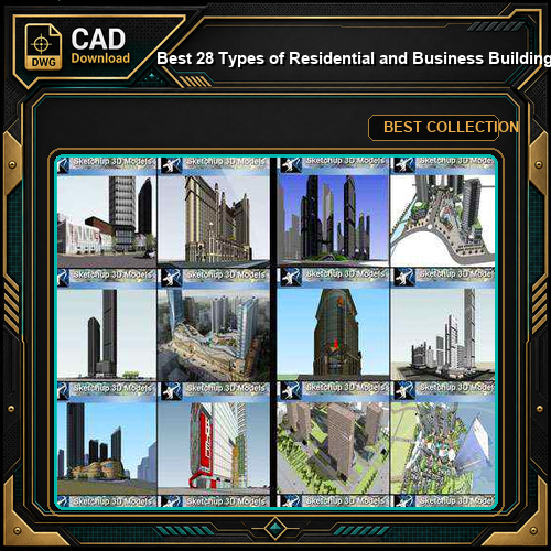 ★Best 28 Types of Residential and Business Building Sketchup 3D Models Collection(Recommanded!!)